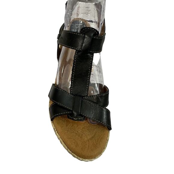 Born Concept BOC Wedge Cork Heel Black Strap Sandals size 10 - Picture 3 of 16